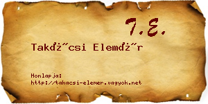 Takácsi Elemér névjegykártya
